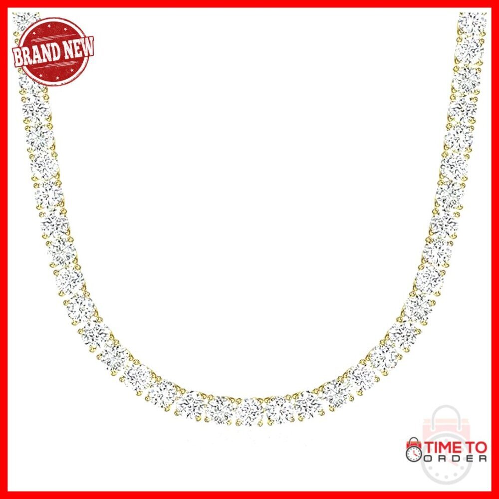 Tennis Necklace with 5A Cubic Zirconia Stones, 16-24 Inches, Prong Setting
